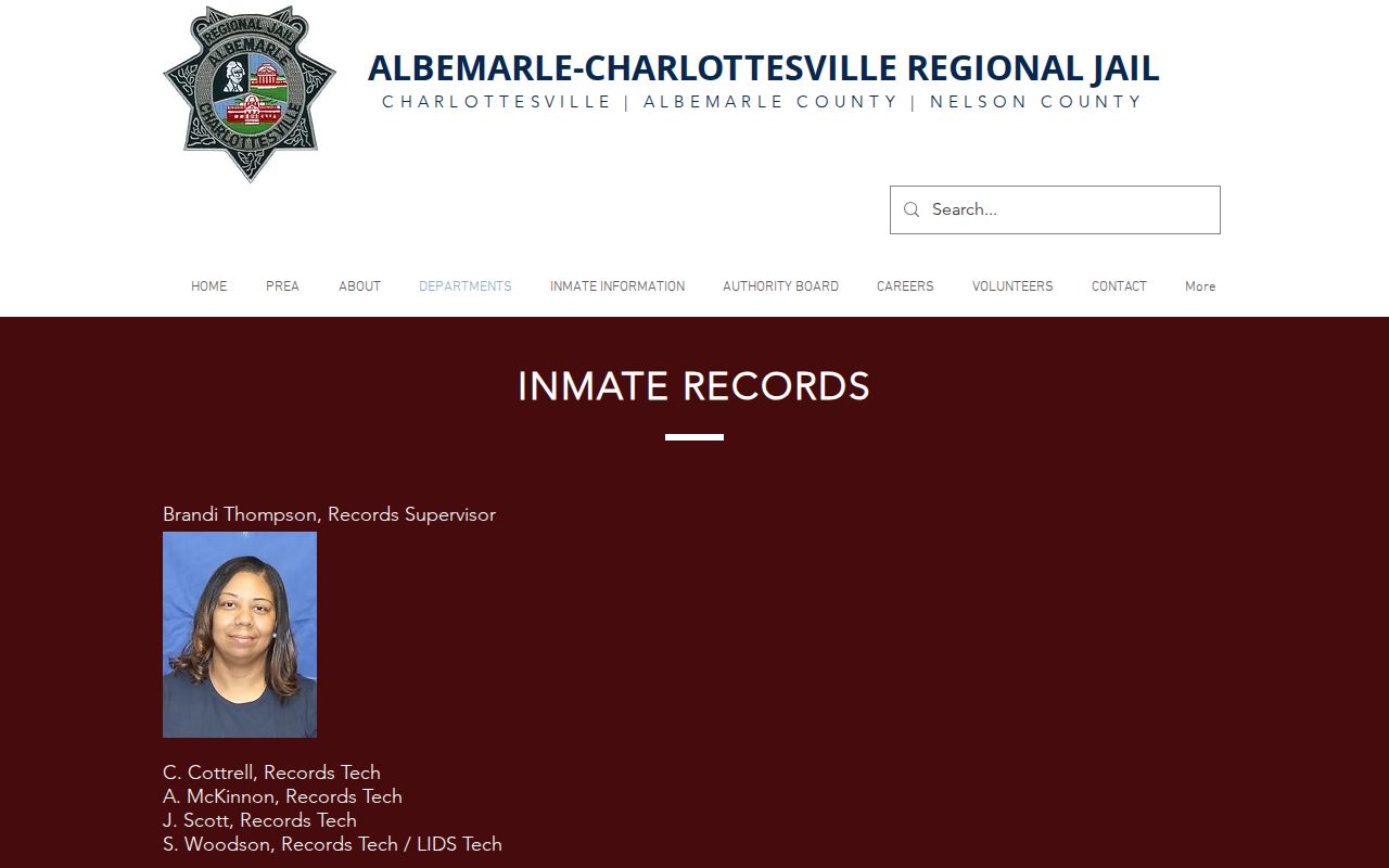 ACRJ inmate records and Nelson County release confirmation route