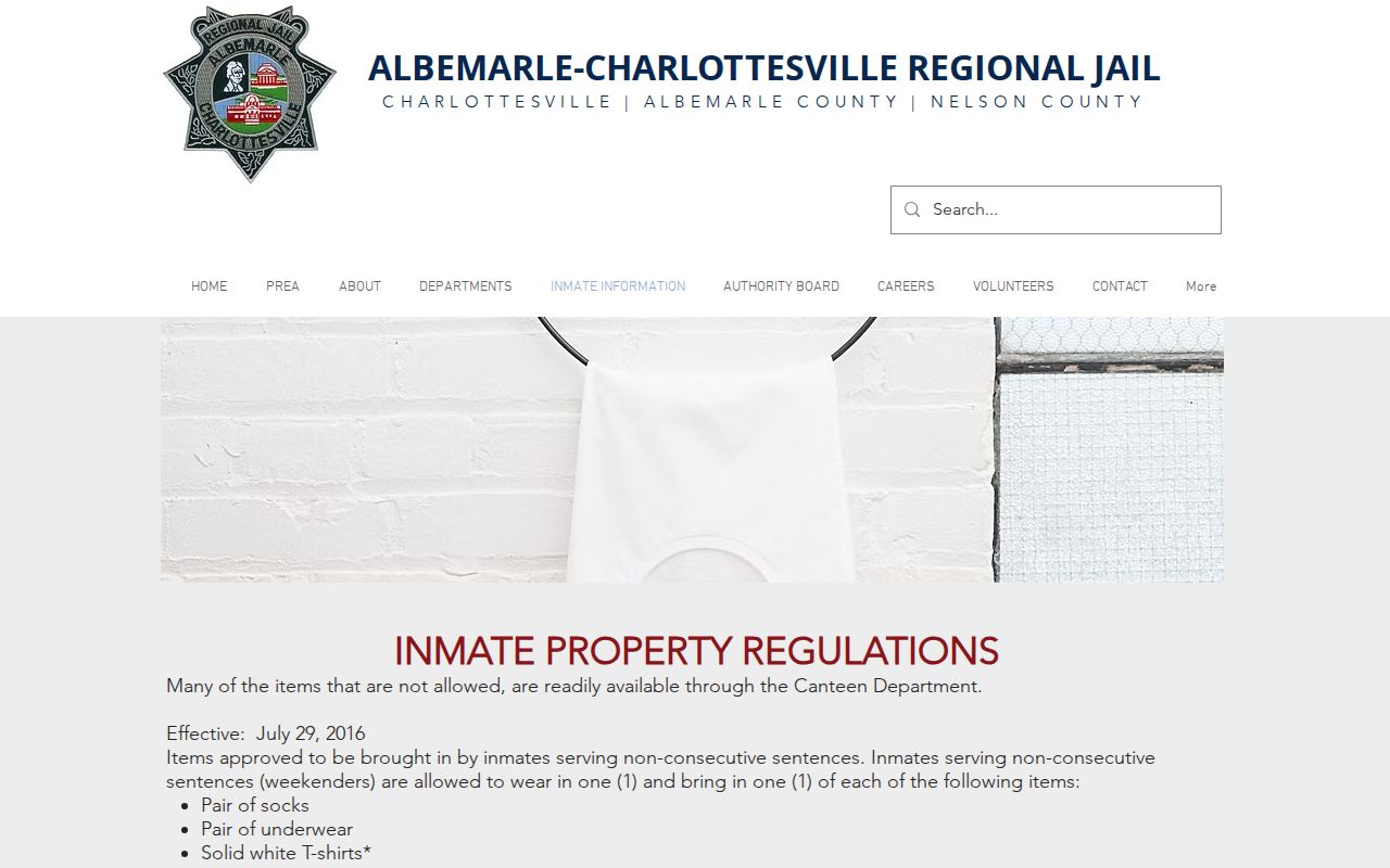 Nelson County released inmate ACRJ property information