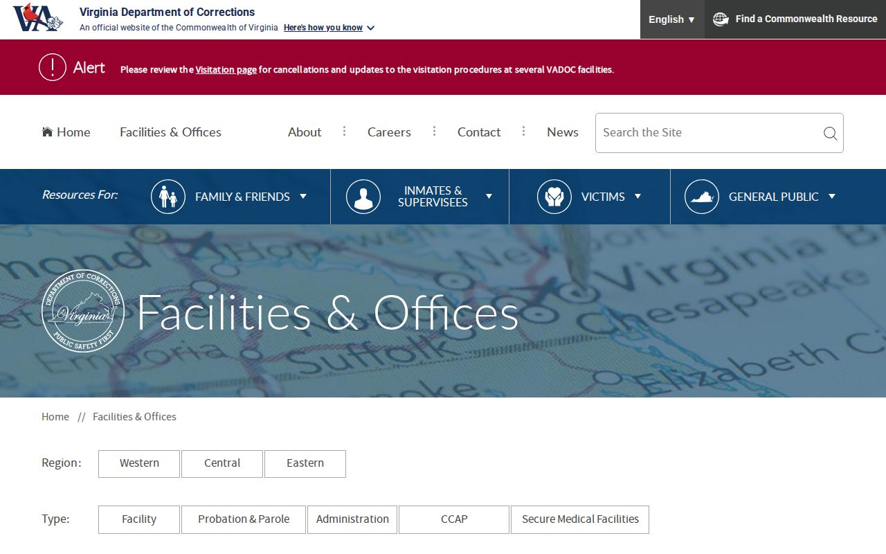 Nelson County post-release supervision office in the VADOC directory